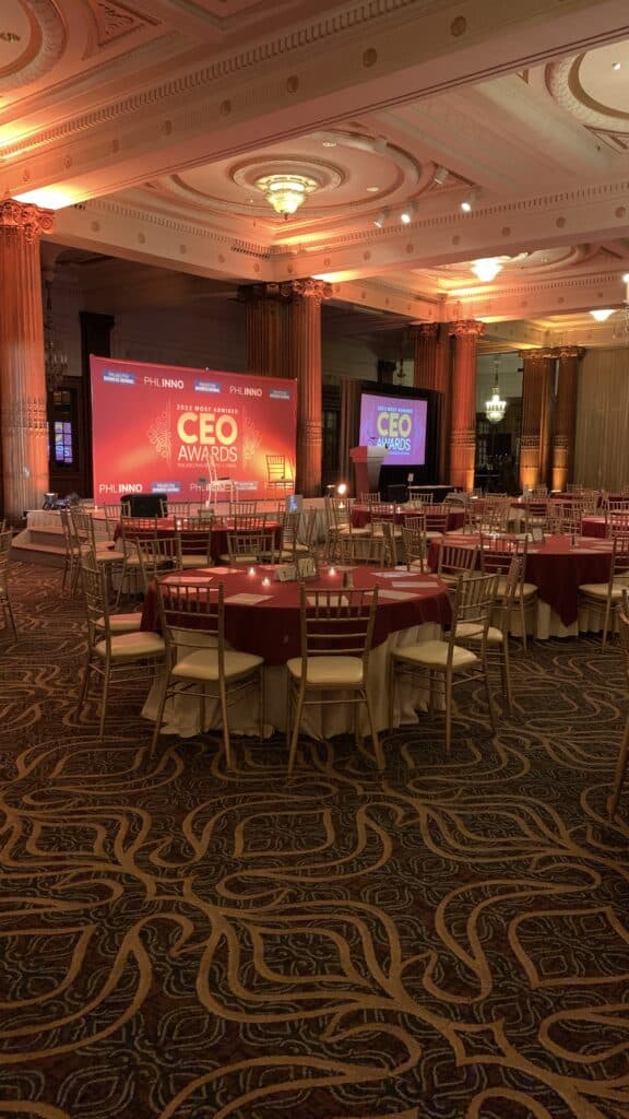 projection, screen, audio visual, crystal tearoom, ballroom, corporate, meeting, ceo awards, most admired CEO